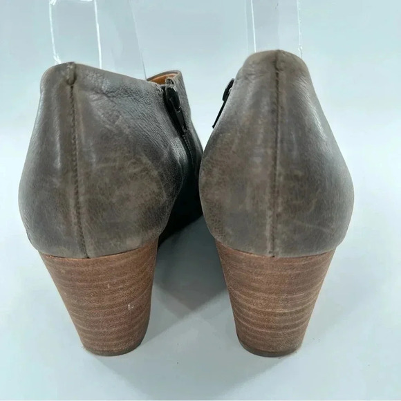 Lucky brand womens ankle booties size 38.5 gray leather dorsay wedge boots - Picture 3 of 11